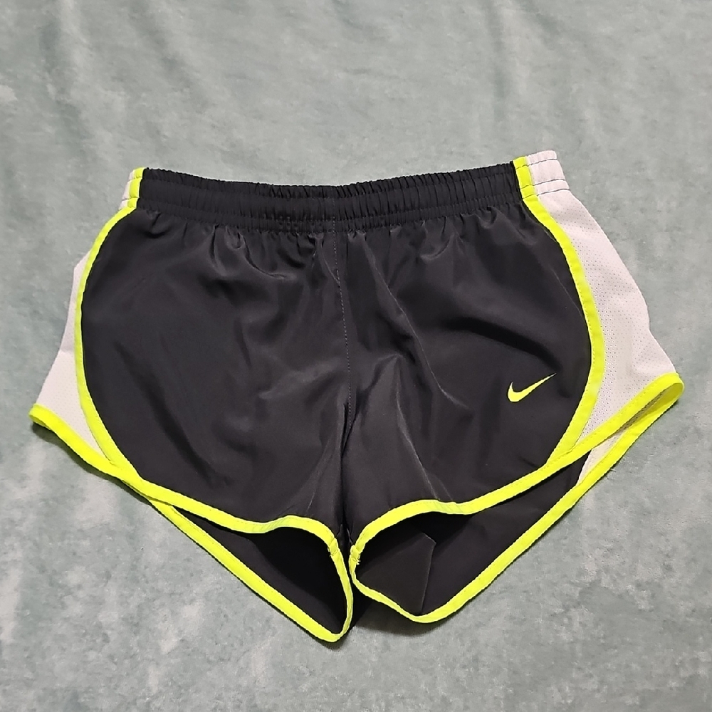 Nike Black and Neon Yellow Athletic Shorts